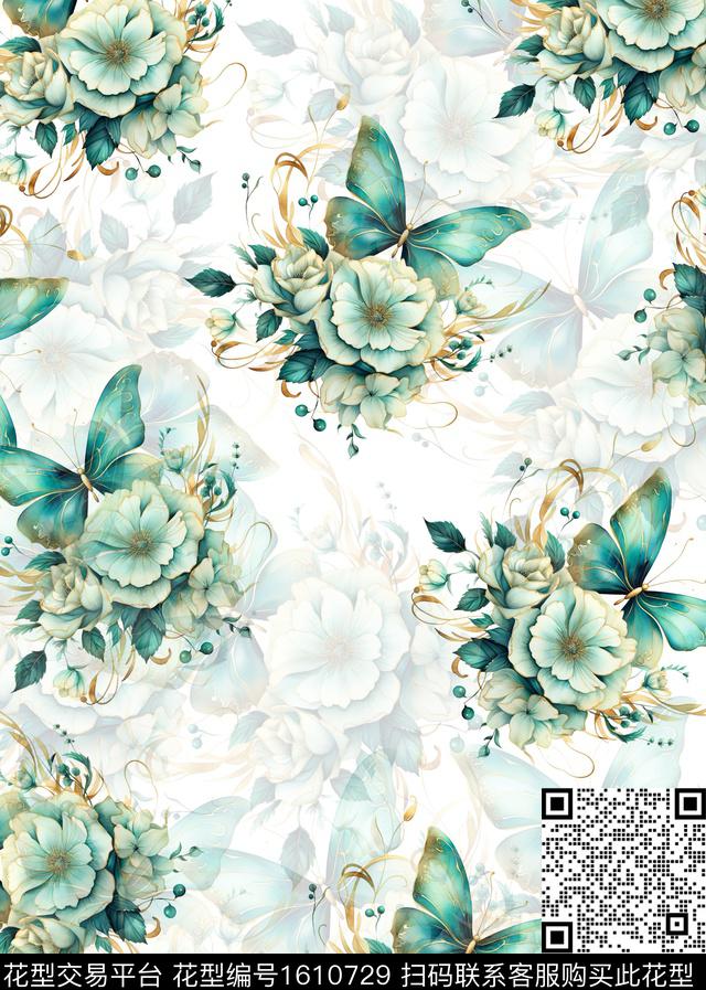 小碎花连衣裙富贵花传统印花华亿平台下载（图片编号: 1610729） - 瓦栏（Walan）