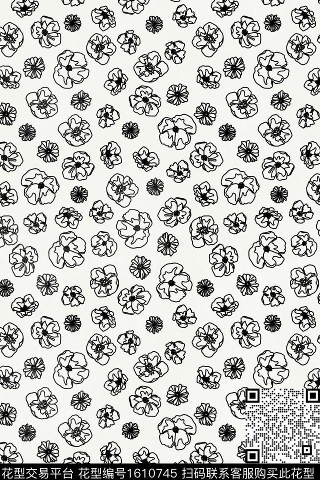 小碎花花卉线条花卉传统印花华亿平台下载（图片编号: 1610745） - 瓦栏（Walan）