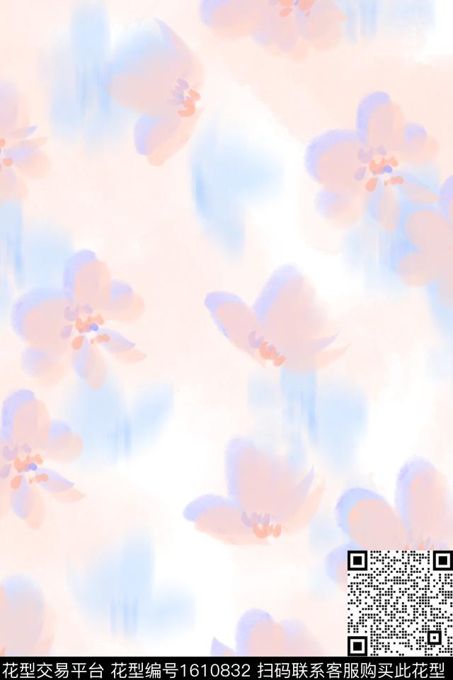 小清新清爽底花卉花卉数码印花华亿平台下载（图片编号: 1610832） - 瓦栏（Walan）