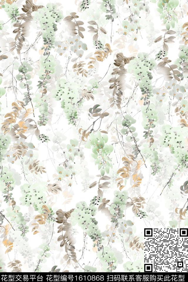 水彩花卉影花花卉数码印花华亿平台下载（图片编号: 1610868） - 瓦栏（Walan）