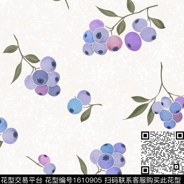 趣味水果蓝莓数码印花华亿平台下载（图片编号: 1610905） - 瓦栏（Walan）