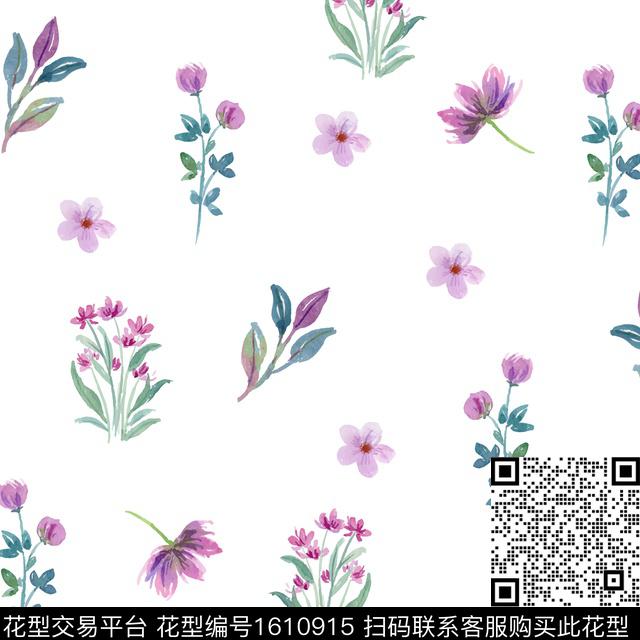 白底花清爽底花卉花卉数码印花华亿平台下载（图片编号: 1610915） - 瓦栏（Walan）