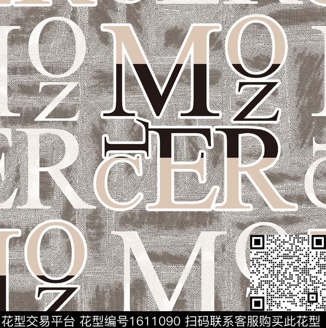 休闲字母肌理数码印花华亿平台下载（图片编号: 1611090） - 瓦栏（Walan）