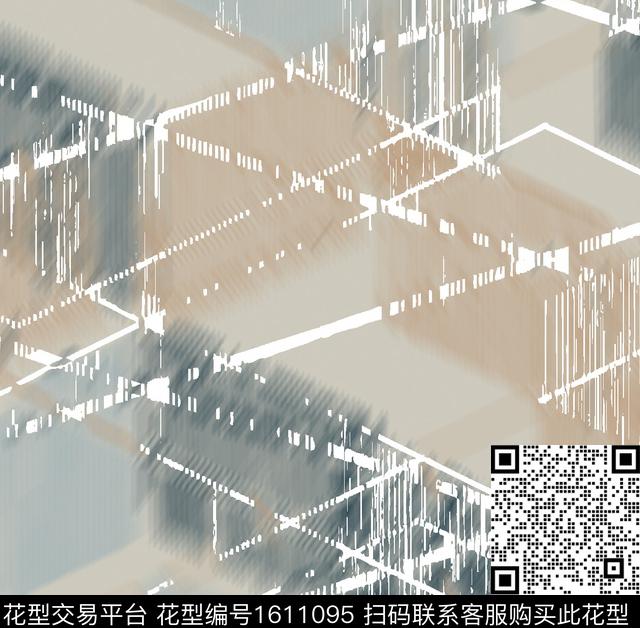 抽象条纹几何数码印花华亿平台下载（图片编号: 1611095） - 瓦栏（Walan）
