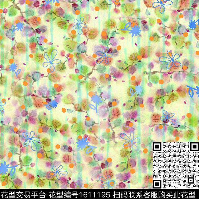 水彩波点小花数码印花华亿平台下载（图片编号: 1611195） - 瓦栏（Walan）