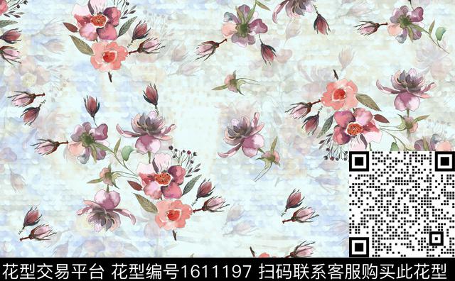 花卉影花鳞片数码印花华亿平台下载（图片编号: 1611197） - 瓦栏（Walan）