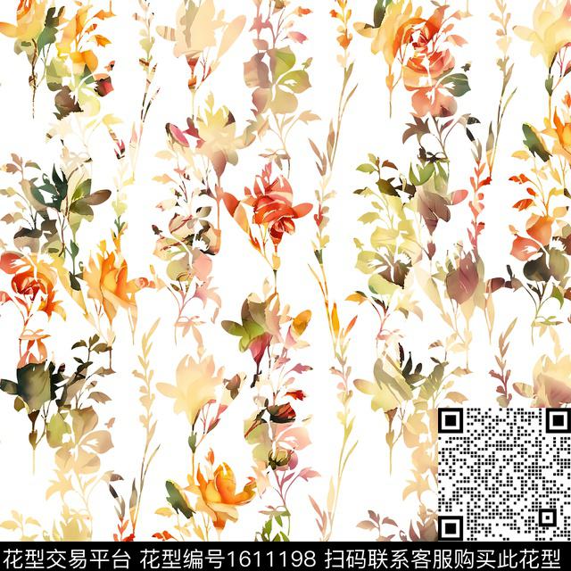 抽象抽象花卉数码印花华亿平台下载（图片编号: 1611198） - 瓦栏（Walan）