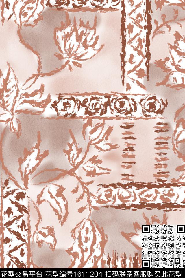 民族风花卉水彩数码印花华亿平台下载（图片编号: 1611204） - 瓦栏（Walan）