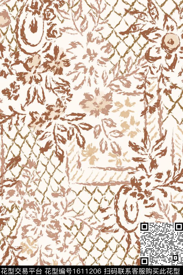 绣花华亿平台民族风花卉数码印花华亿平台下载（图片编号: 1611206） - 瓦栏（Walan）