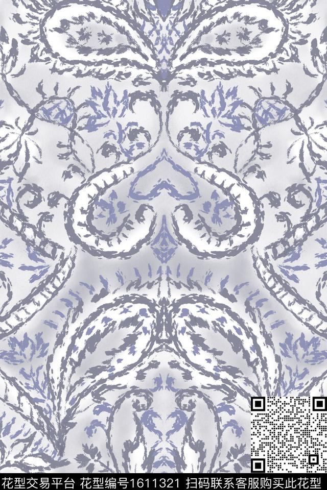 民族风笔触复古数码印花华亿平台下载（图片编号: 1611321） - 瓦栏（Walan）