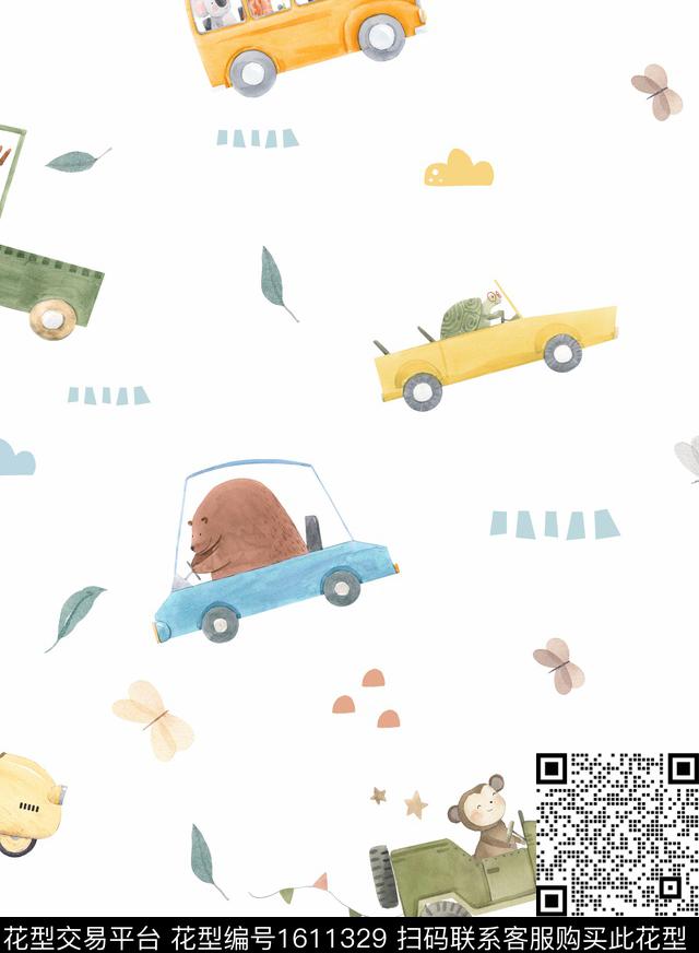 卡通动物小清新可爱数码印花华亿平台下载（图片编号: 1611329） - 瓦栏（Walan）