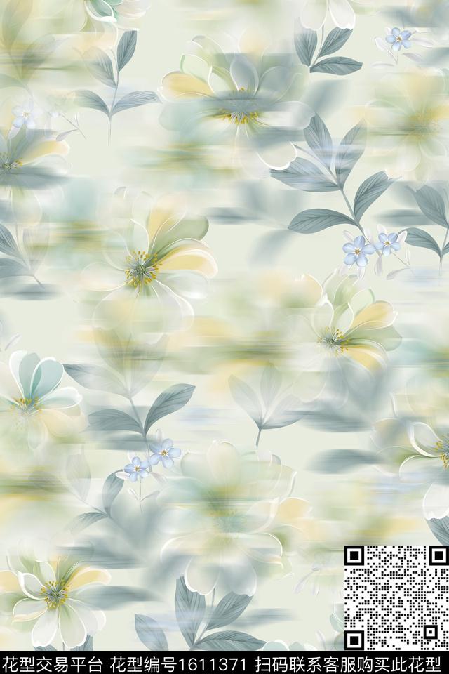 小清新模糊花卉花卉数码印花华亿平台下载（图片编号: 1611371） - 瓦栏（Walan）