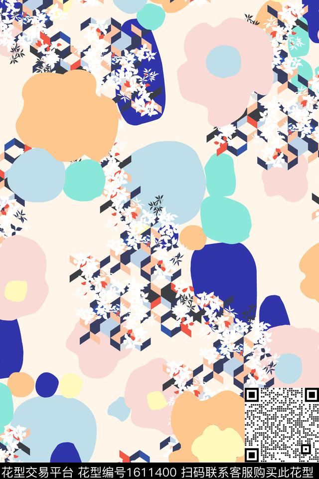 花卉小碎花几何数码印花华亿平台下载（图片编号: 1611400） - 瓦栏（Walan）