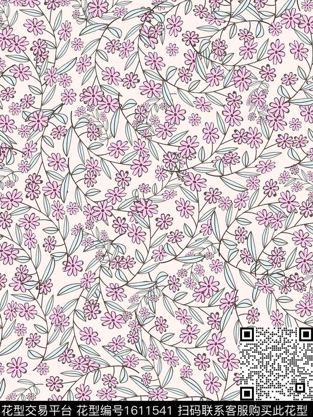 花卉小碎花连衣裙传统印花华亿平台下载（图片编号: 1611541） - 瓦栏（Walan）
