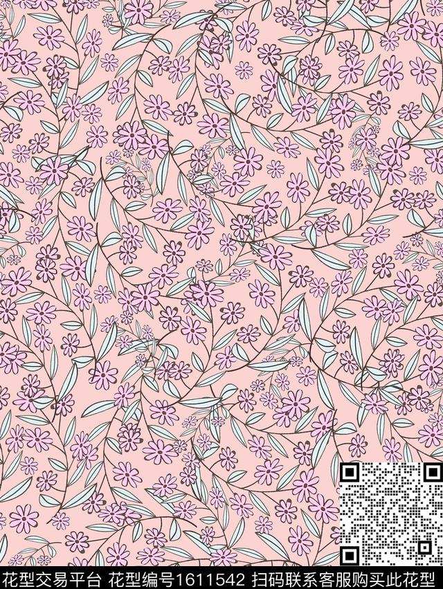 雪纺清爽底花卉小碎花传统印花华亿平台下载（图片编号: 1611542） - 瓦栏（Walan）