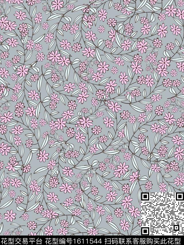 雪纺清爽底花卉小碎花传统印花华亿平台下载（图片编号: 1611544） - 瓦栏（Walan）