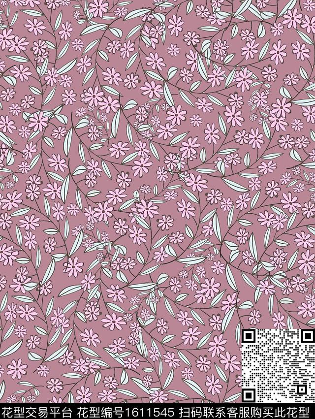 雪纺清爽底花卉小碎花传统印花华亿平台下载（图片编号: 1611545） - 瓦栏（Walan）