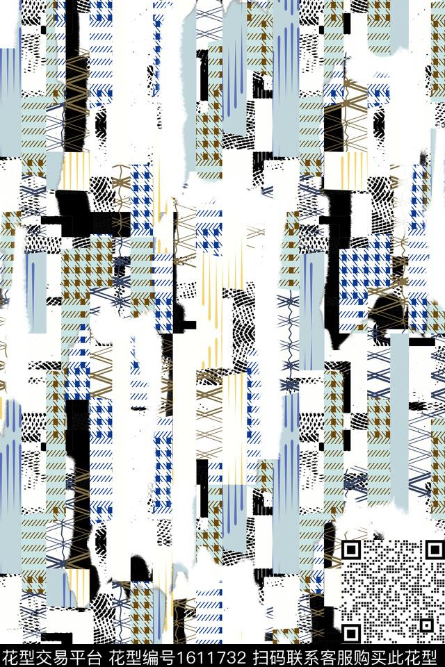 涂鸦混合拼接抽象数码印花华亿平台下载（图片编号: 1611732） - 瓦栏（Walan）