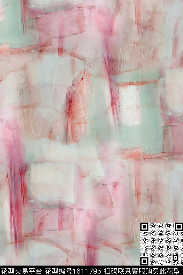水彩抽象数码印花华亿平台下载（图片编号: 1611795） - 瓦栏（Walan）
