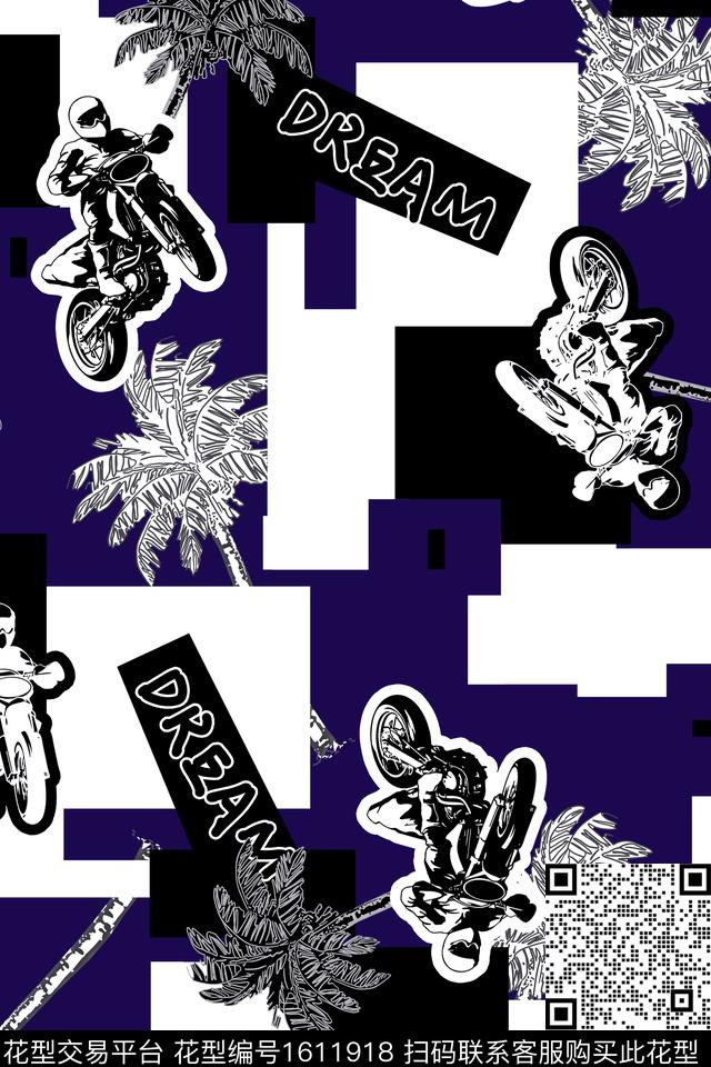 休闲几何字母数码印花华亿平台下载（图片编号: 1611918） - 瓦栏（Walan）