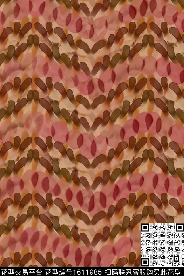 水彩笔触抽象数码印花华亿平台下载（图片编号: 1611985） - 瓦栏（Walan）