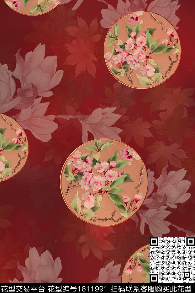 中国风花卉中老年数码印花华亿平台下载（图片编号: 1611991） - 瓦栏（Walan）