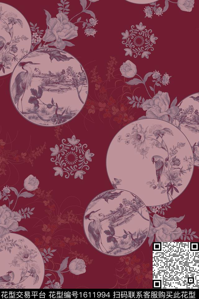 中国风花卉中老年数码印花华亿平台下载（图片编号: 1611994） - 瓦栏（Walan）