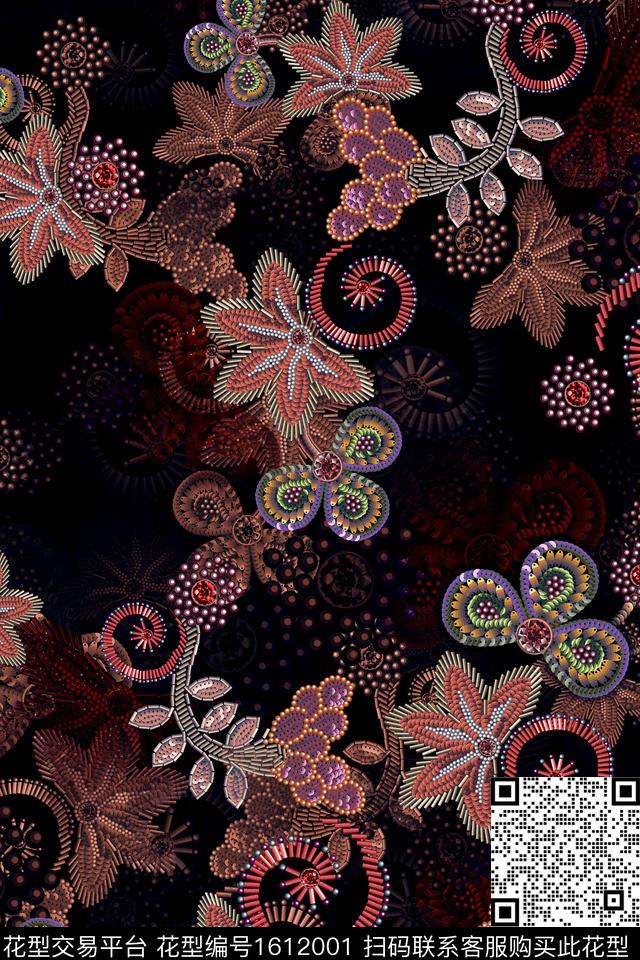 民族风民族花卉花卉数码印花华亿平台下载（图片编号: 1612001） - 瓦栏（Walan）