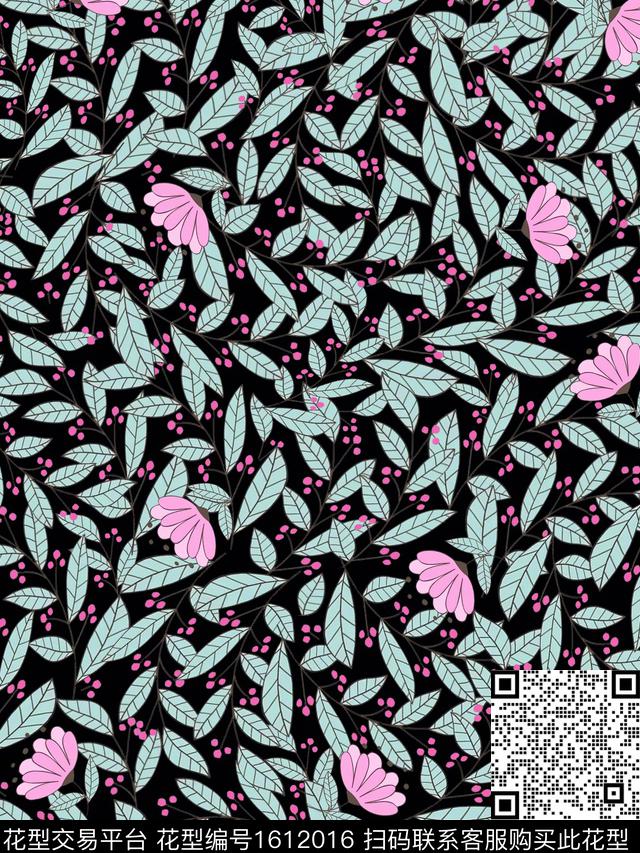 花卉叶子小碎花数码印花华亿平台下载（图片编号: 1612016） - 瓦栏（Walan）