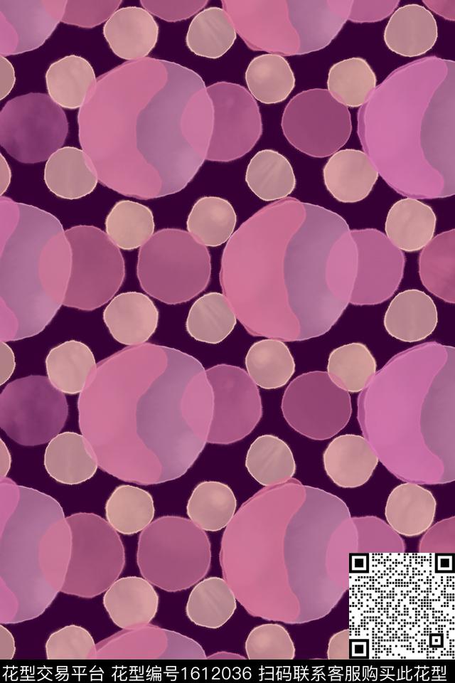 水彩波点圆形数码印花华亿平台下载（图片编号: 1612036） - 瓦栏（Walan）