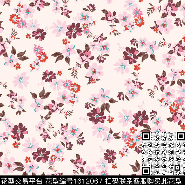清爽底花卉花卉小碎花数码印花华亿平台下载（图片编号: 1612067） - 瓦栏（Walan）