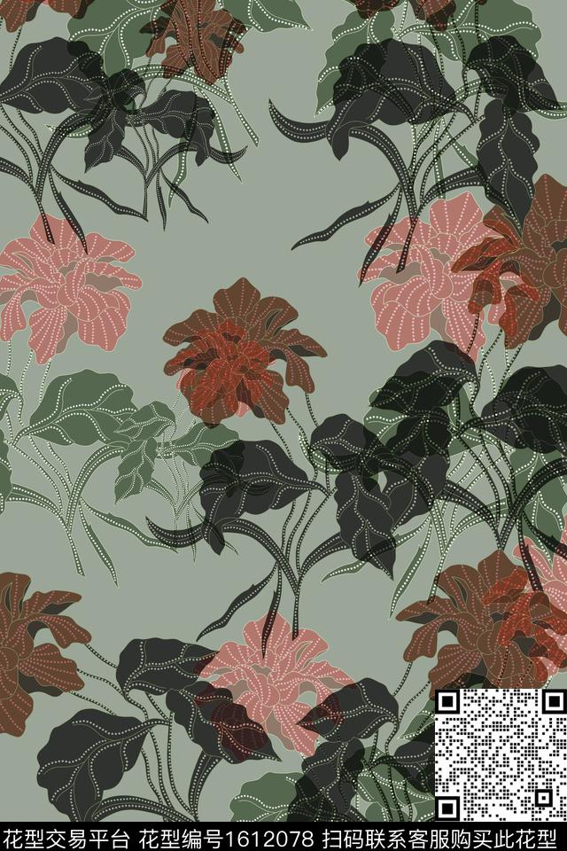 花卉平面花卉影花数码印花华亿平台下载（图片编号: 1612078） - 瓦栏（Walan）