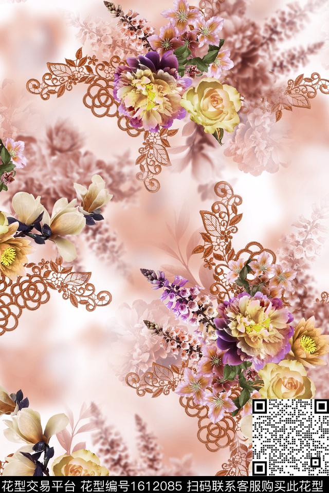 大花花卉中老年数码印花华亿平台下载（图片编号: 1612085） - 瓦栏（Walan）