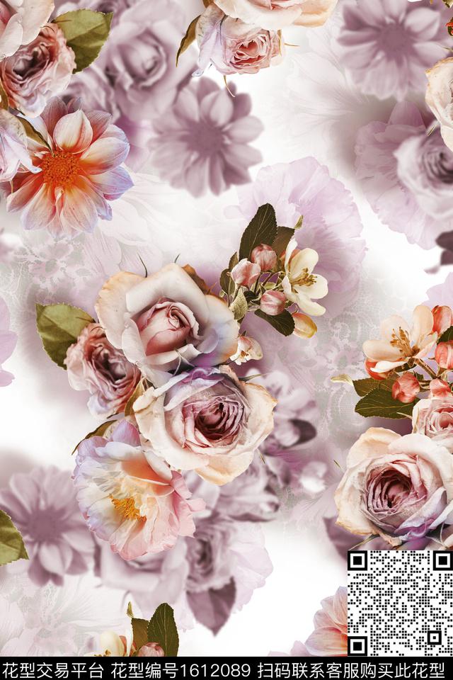 大花花卉中老年数码印花华亿平台下载（图片编号: 1612089） - 瓦栏（Walan）