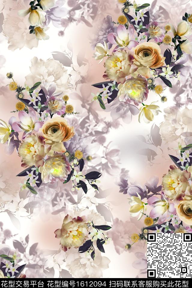 大花花卉中老年数码印花华亿平台下载（图片编号: 1612094） - 瓦栏（Walan）