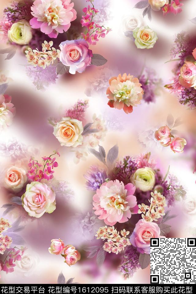 大花花卉中老年数码印花华亿平台下载（图片编号: 1612095） - 瓦栏（Walan）