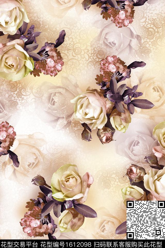 大花花卉中老年数码印花华亿平台下载（图片编号: 1612098） - 瓦栏（Walan）