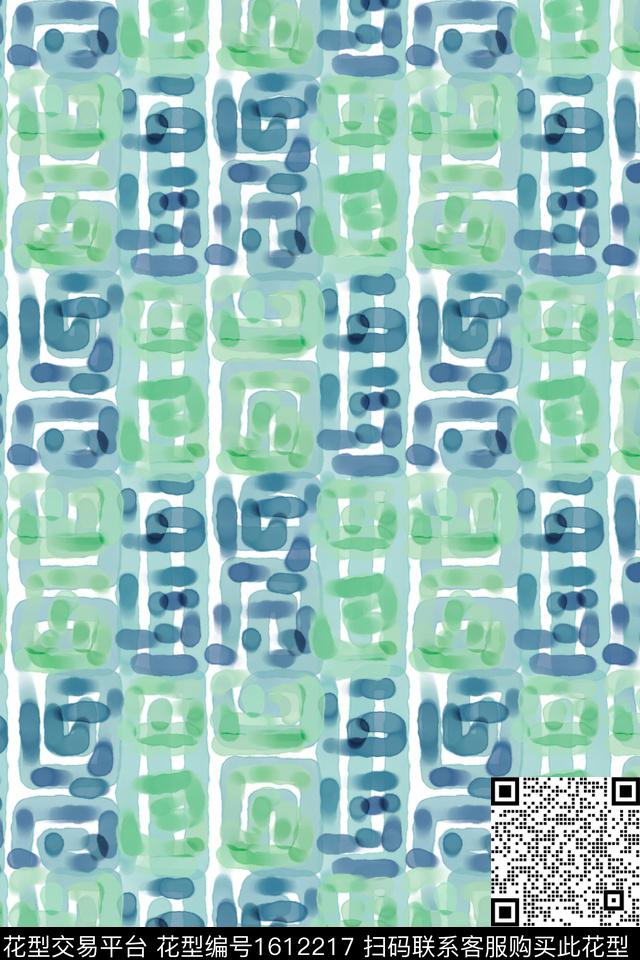 水彩笔触格子数码印花华亿平台下载（图片编号: 1612217） - 瓦栏（Walan）