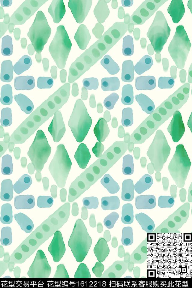 水彩笔触格子数码印花华亿平台下载（图片编号: 1612218） - 瓦栏（Walan）