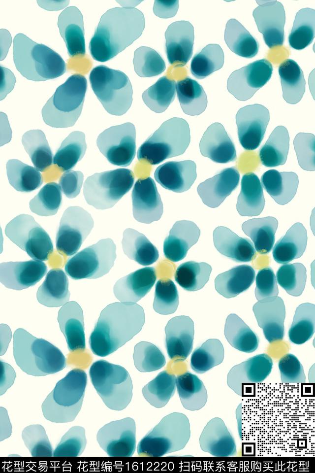 花卉水彩花卉清爽底花卉数码印花华亿平台下载（图片编号: 1612220） - 瓦栏（Walan）