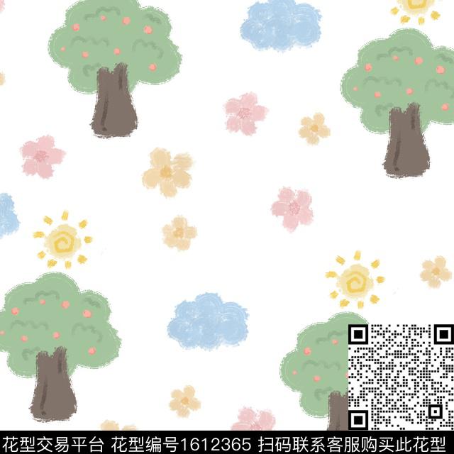 趣味树手绘数码印花华亿平台下载（图片编号: 1612365） - 瓦栏（Walan）