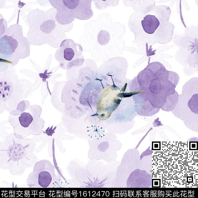 小清新中国风花卉数码印花华亿平台下载（图片编号: 1612470） - 瓦栏（Walan）