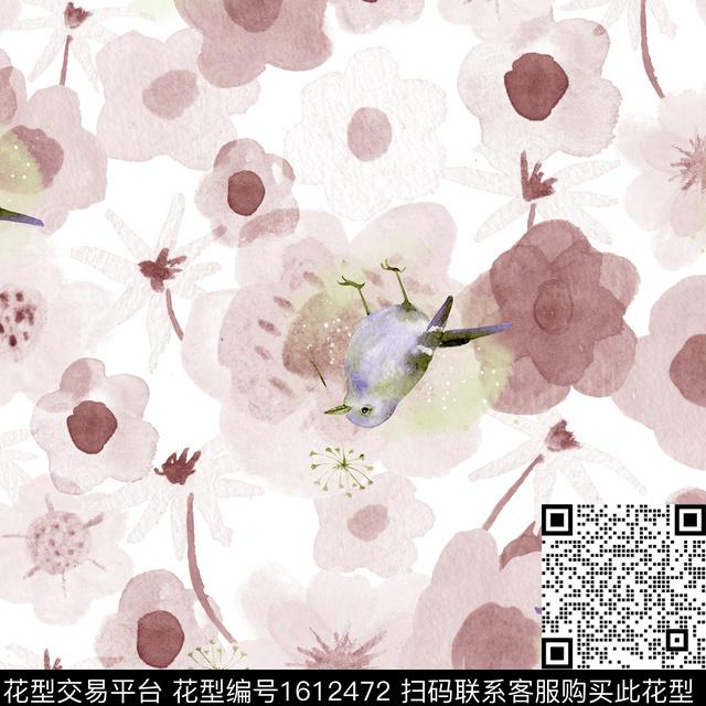 小清新中国风花卉数码印花华亿平台下载（图片编号: 1612472） - 瓦栏（Walan）