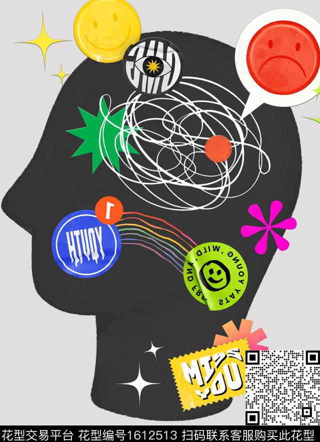 笑脸人物字母数码印花华亿平台下载（图片编号: 1612513） - 瓦栏（Walan）