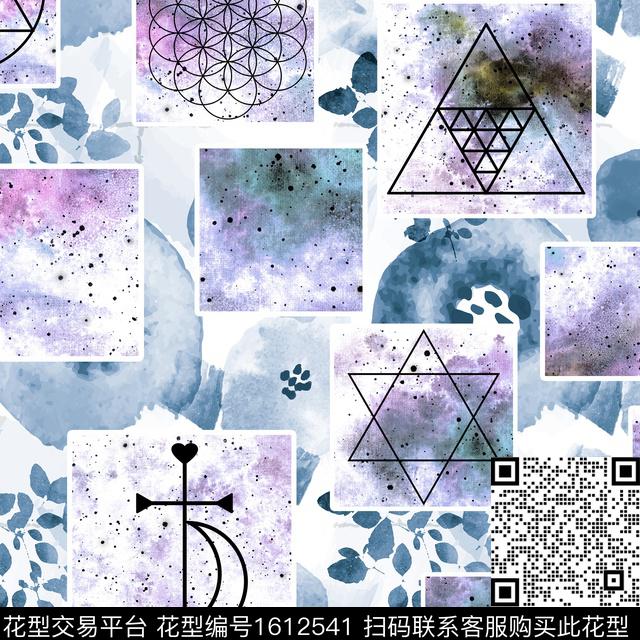 晕染肌理抽象男装水彩花卉数码印花华亿平台下载（图片编号: 1612541） - 瓦栏（Walan）