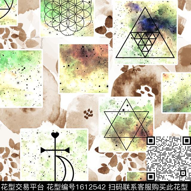 几何水彩混合拼接数码印花华亿平台下载（图片编号: 1612542） - 瓦栏（Walan）