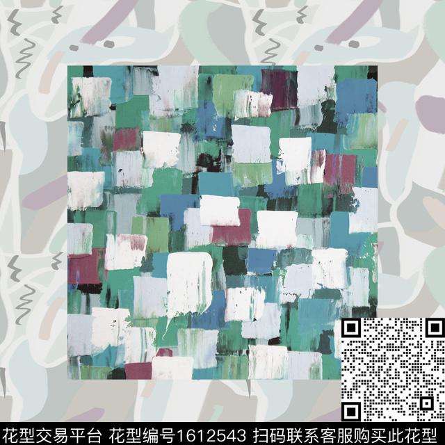 晕染肌理几何抽象数码印花华亿平台下载（图片编号: 1612543） - 瓦栏（Walan）