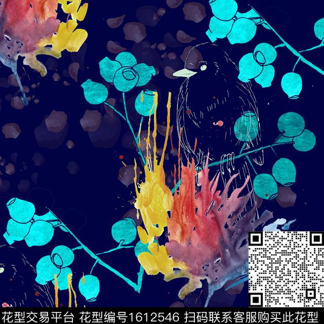 水彩抽象泼墨数码印花华亿平台下载（图片编号: 1612546） - 瓦栏（Walan）