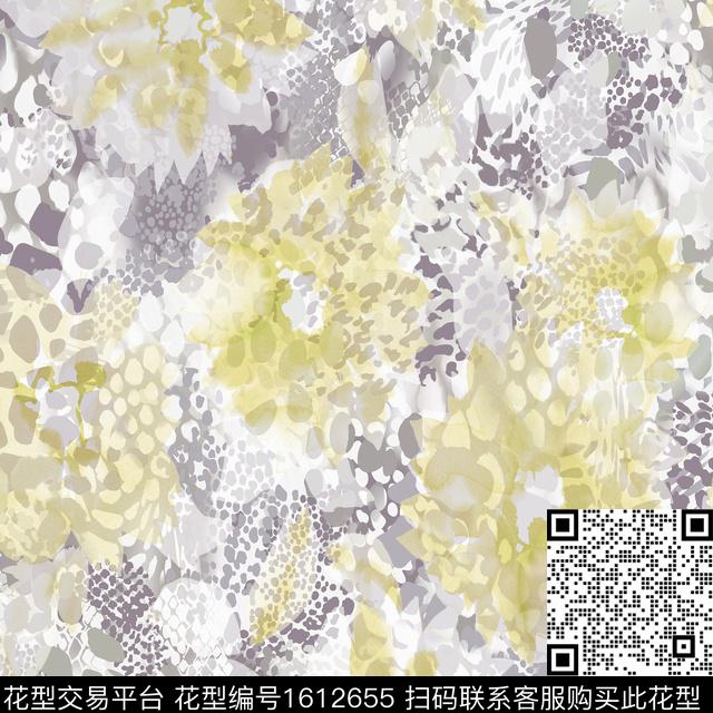 豹纹模糊花卉数码印花华亿平台下载（图片编号: 1612655） - 瓦栏（Walan）