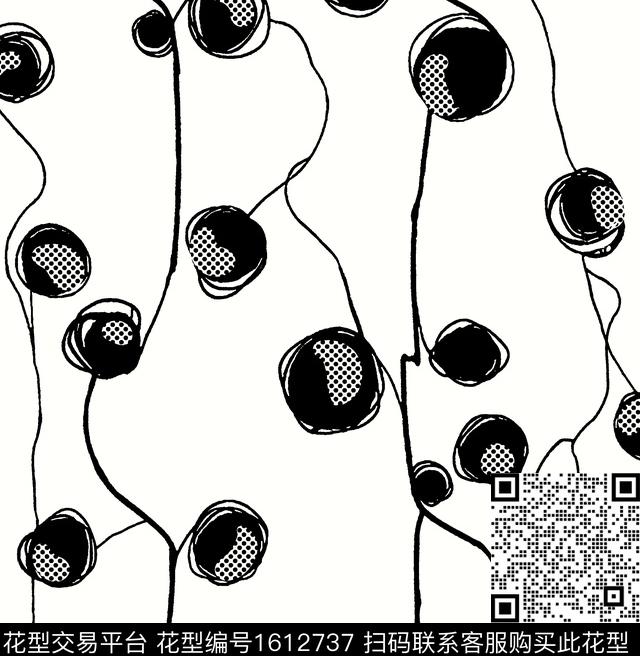 抽象黑白华亿平台波点传统印花华亿平台下载（图片编号: 1612737） - 瓦栏（Walan）
